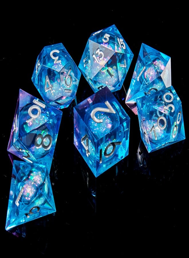 FugaCity DND Dice Set,Liquid Core Handmade Sharp Edge 7 Piece Resin Dice-Dungeons and Dragons Polyhedral Dice Set, D&D Dice Set with Gift Dice Case for RPG MTG Table Games （ - Image 2